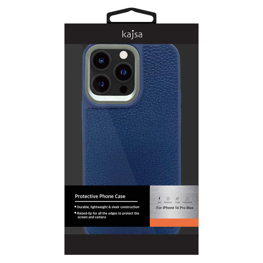 Apple iPhone 14 Pro Kılıf Soft Deri Metal Kamera Çerçeveli Kajsa Litchi Kapak Siyah