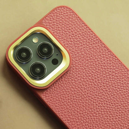 Apple iPhone 14 Pro Kılıf Soft Deri Metal Kamera Çerçeveli Kajsa Litchi Kapak Siyah