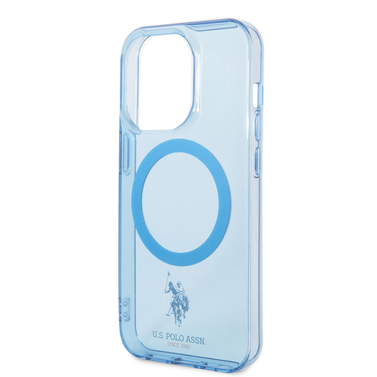 Apple iPhone 14 Pro Kılıf U.S. POLO ASSN. M-safe Şarj Özellikli Transparan Tasarım Kapak Mavi