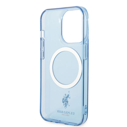 Apple iPhone 14 Pro Kılıf U.S. POLO ASSN. M-safe Şarj Özellikli Transparan Tasarım Kapak Pembe