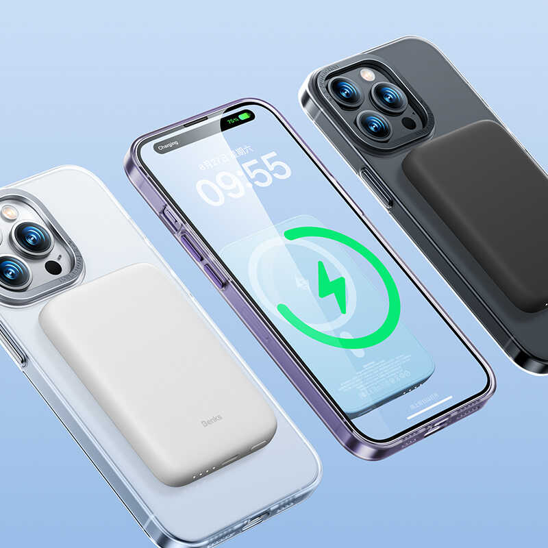 Apple iPhone 14 Pro Case Wireless Charging Supported Benks Magnetic Haze Cover Silver 
