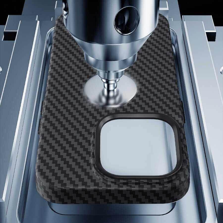 Apple iPhone 14 Pro Case Wiwu Carbon Fiber Look M-safe Wireless Charging Featured Cabon Cover Black