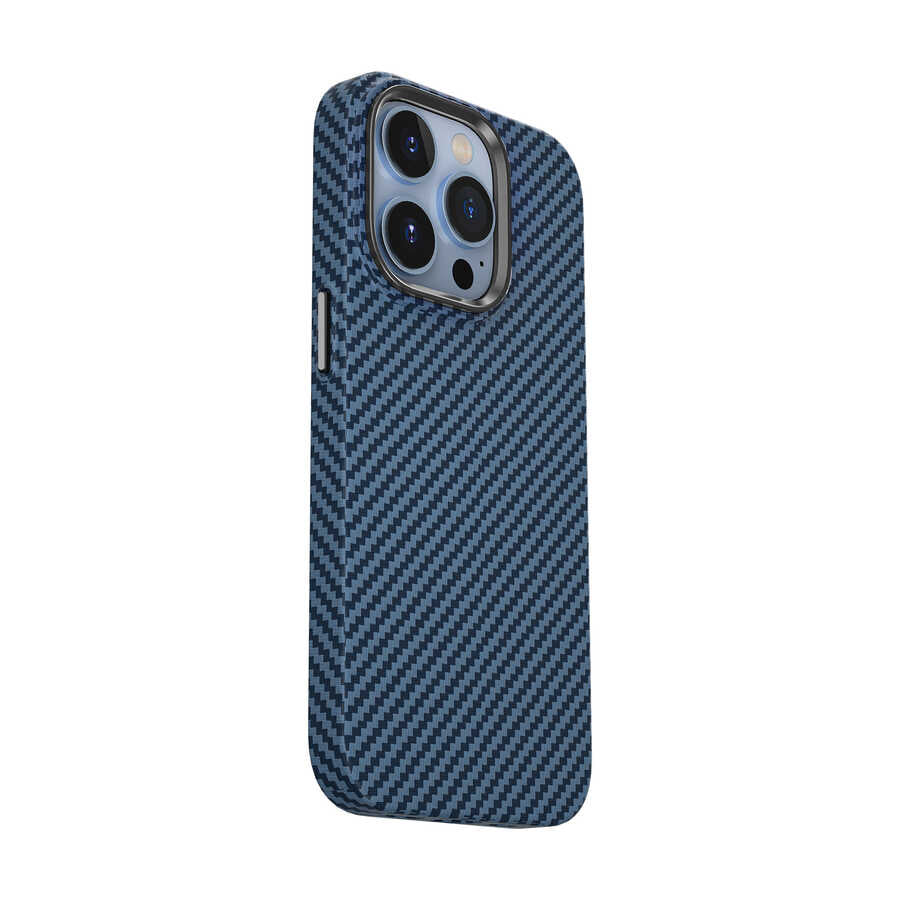 Apple iPhone 14 Pro Case Wiwu Carbon Fiber Look M-safe Wireless Charging Featured Cabon Cover Black