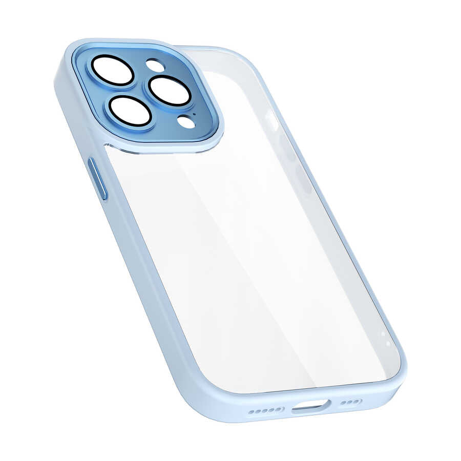 Apple iPhone 14 Pro Case Wiwu VCC-104 Lens Protection Colored Edge Transparent Back Vivid Clear Cover Blue 
