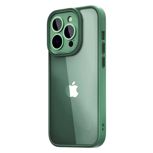 Apple iPhone 14 Pro Case Wiwu VCC-104 Lens Protection Colored Edge Transparent Back Vivid Clear Cover Dark Green 