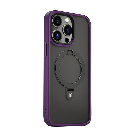 Apple iPhone 14 Pro Case Wiwu ZMM-010 M-safe Charging Feature Fingerprint-Proof Matte Transparent Stand Cover Deep Purple 