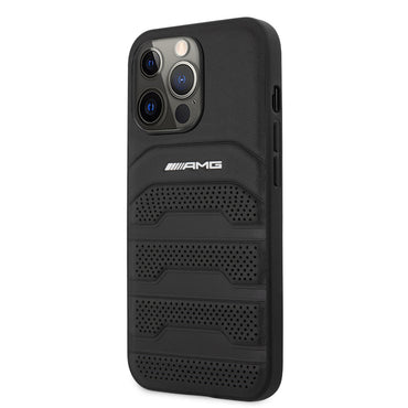 Apple iPhone 14 Pro Max Kılıf AMG Leather Deri Çizgili Kabartmalı Dizayn Kapak