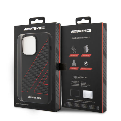 Apple iPhone 14 Pro Max Kılıf AMG M-safe Şarj Özellikli Liquid Silikon Damalı Bayrak Dizayn Kapak Siyah