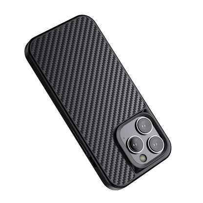 Apple iPhone 14 Pro Max Kılıf Aramid Karbon Fiber M-safe Özellikli Wlons Radison Kapak Siyah