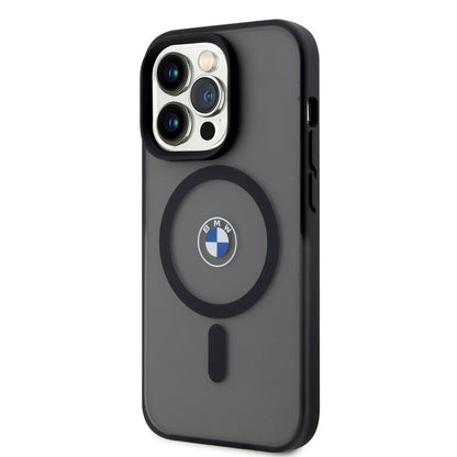 Apple iPhone 14 Pro Max Kılıf BMW M-safe Şarj Özellikli Transparan Logolu İmza Dizayn Kapak Siyah
