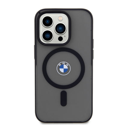 Apple iPhone 14 Pro Max Kılıf BMW M-safe Şarj Özellikli Transparan Logolu İmza Dizayn Kapak Siyah