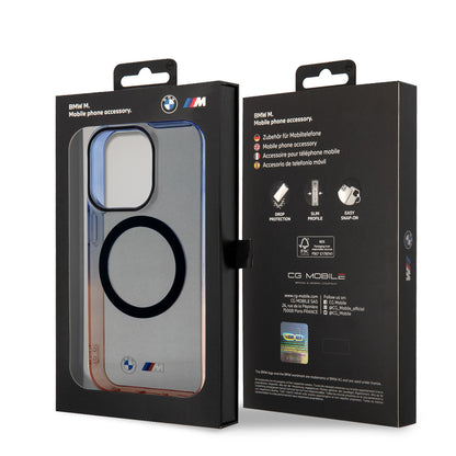 Apple iPhone 14 Pro Max Kılıf BMW M-safe Şarj Özellikli Transparan Renk Geçişli Dizayn Kapak Gri