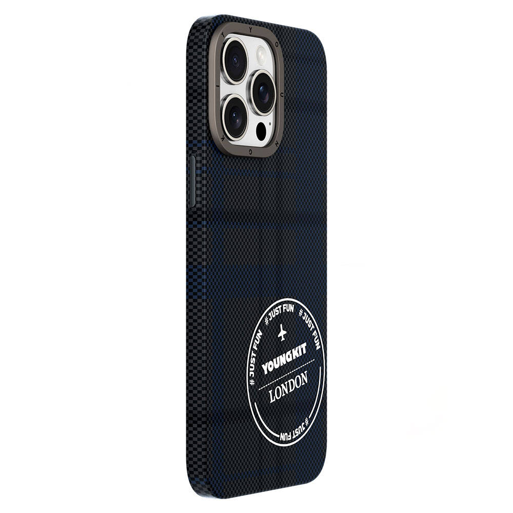 Apple iPhone 14 Pro Max Plaid Patterned Youngkit Gezhi Series Cover Brown 