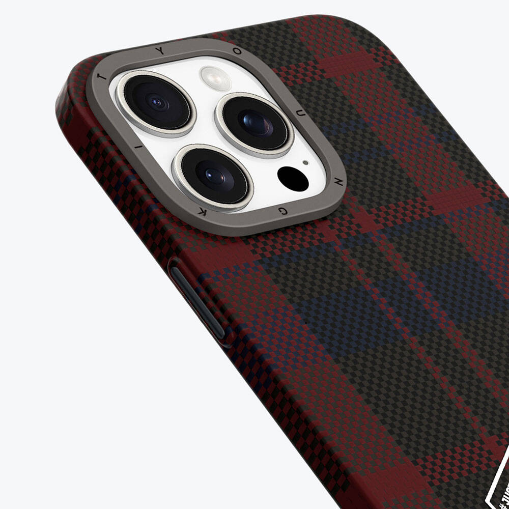 Apple iPhone 14 Pro Max Plaid Patterned Case Youngkit Gezhi Series Cover Red 