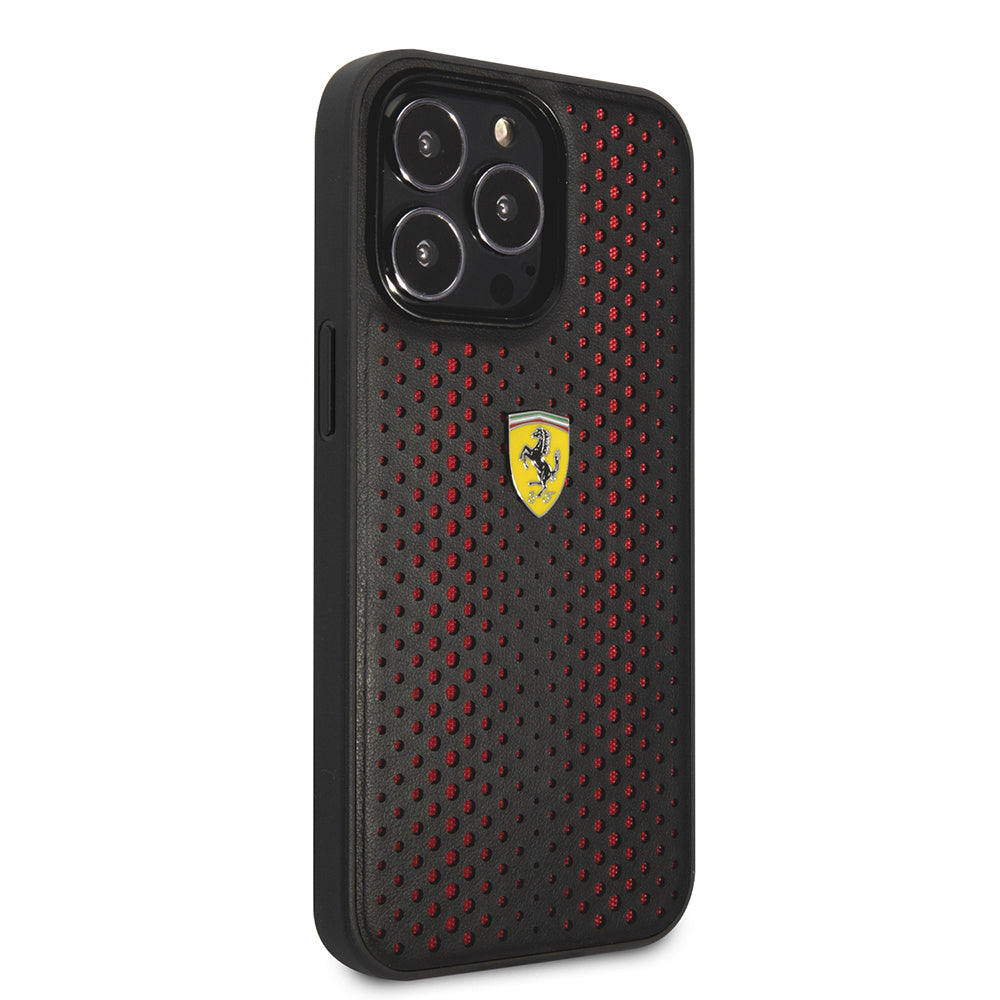 Apple iPhone 14 Pro Max Kılıf Ferrari Deri Sarı Noktalı Dizayn Kapak Sarı