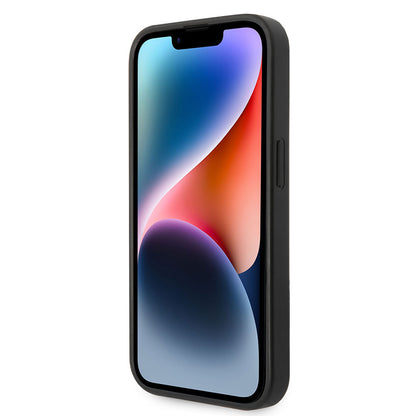 Apple iPhone 14 Pro Max Kılıf Ferrari M-safe Şarj Özellikli PU Deri Karbon Şeritli Dizayn Kapak Kırmızı
