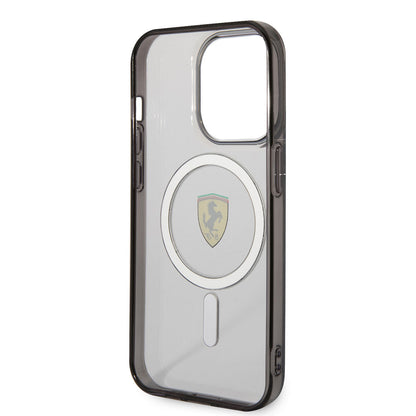 Apple iPhone 14 Pro Max Kılıf Ferrari M-safe Şarj Özellikli Transparan Dizayn Kapak Renksiz