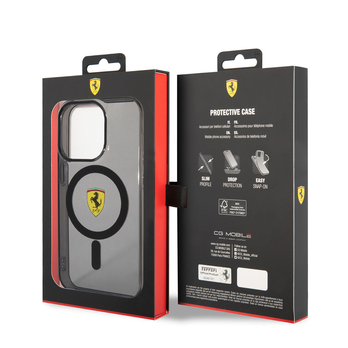 Apple iPhone 14 Pro Max Kılıf Ferrari M-safe Şarj Özellikli Yarı Transparan Dizayn Kapak Sarı
