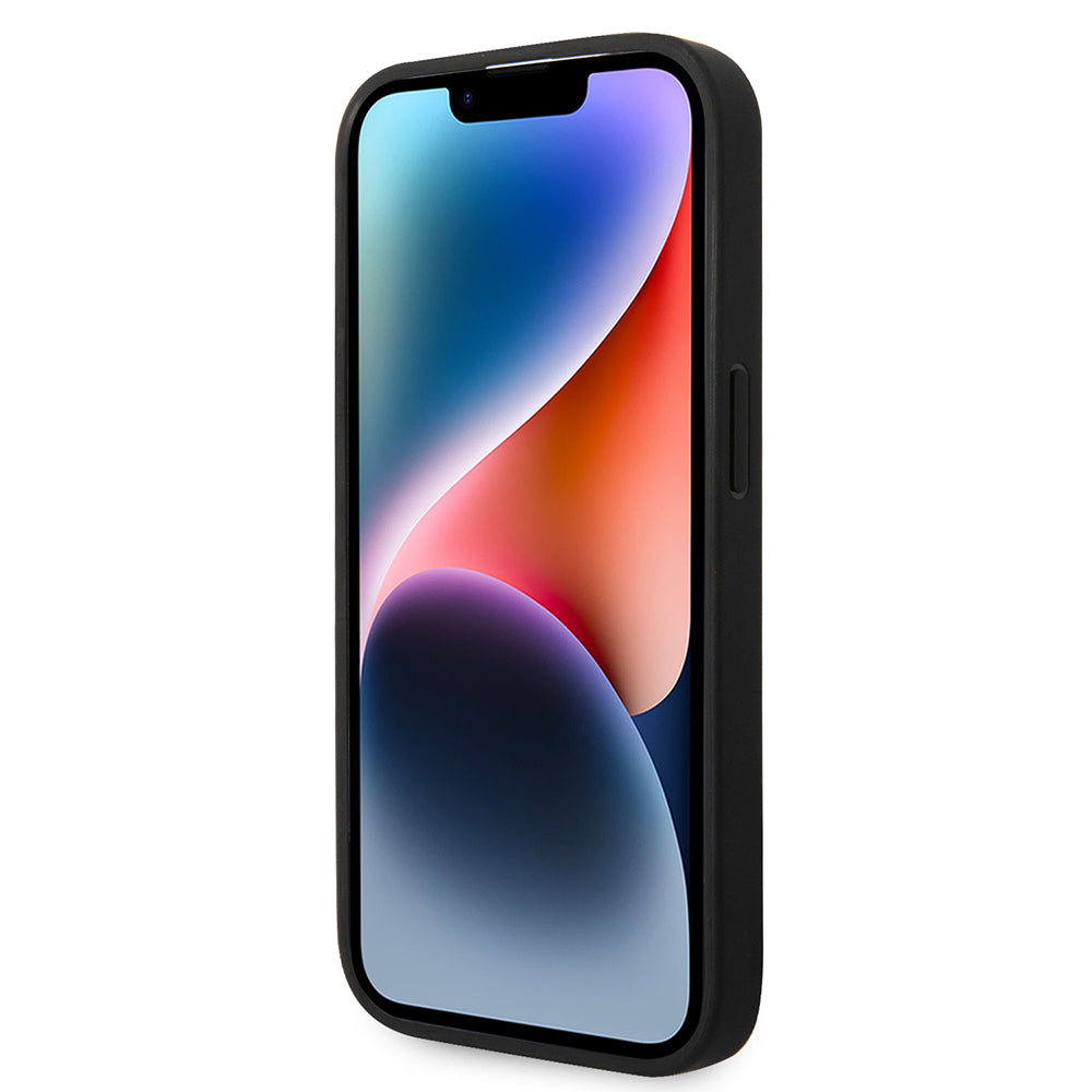 Apple iPhone 14 Pro Max Kılıf Ferrari Orjinal Lisanlı Klasik Metal Logolu Karbon V Desenli Kapak Kırmızı