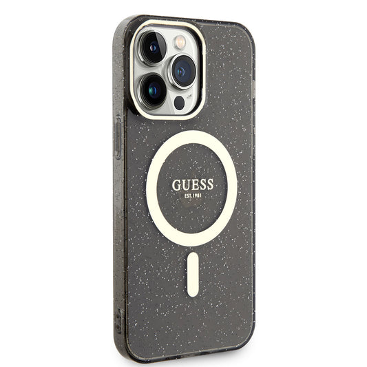 Apple iPhone 14 Pro Max Case GUESS M-safe Charging Glitter Cover Black