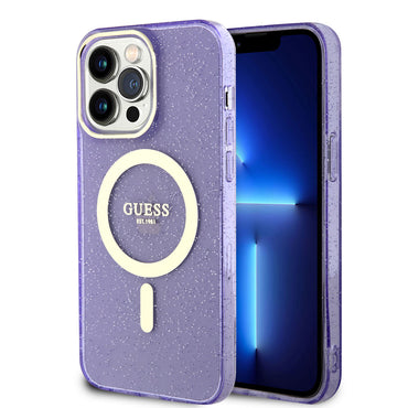 Apple iPhone 14 Pro Max Case GUESS M-safe Charging Glitter Cover Purple