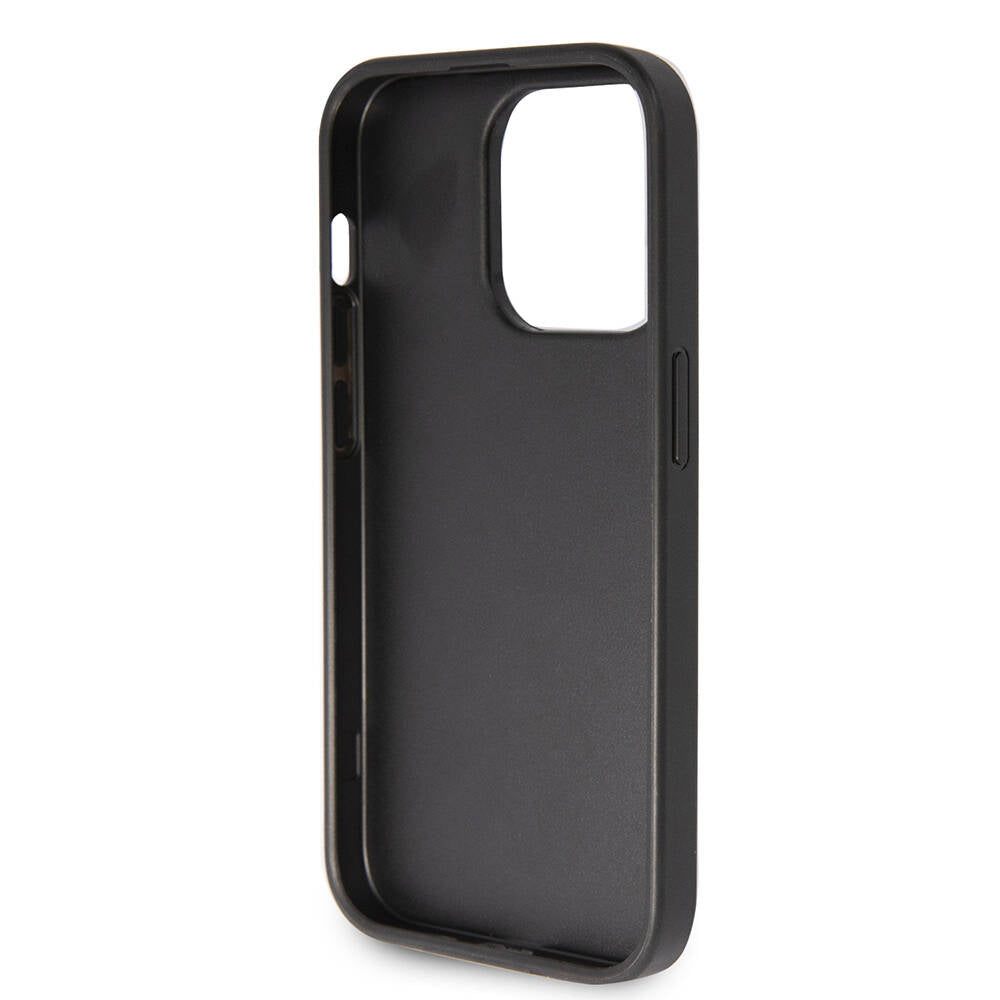 Apple iPhone 14 Pro Max Case Guess Original Licensed 4G Large Metal Logo Glitter Cover Black