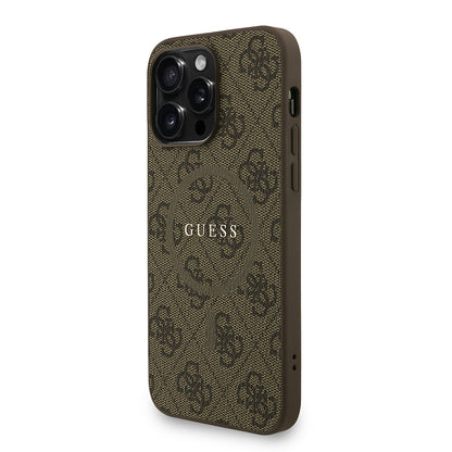 Apple iPhone 14 Pro Max Kılıf Guess Orjinal Lisanslı M-safe Şarj Özellikli PU Deri Bilek Askı İpli Yazı Logolu Kapak Pembe
