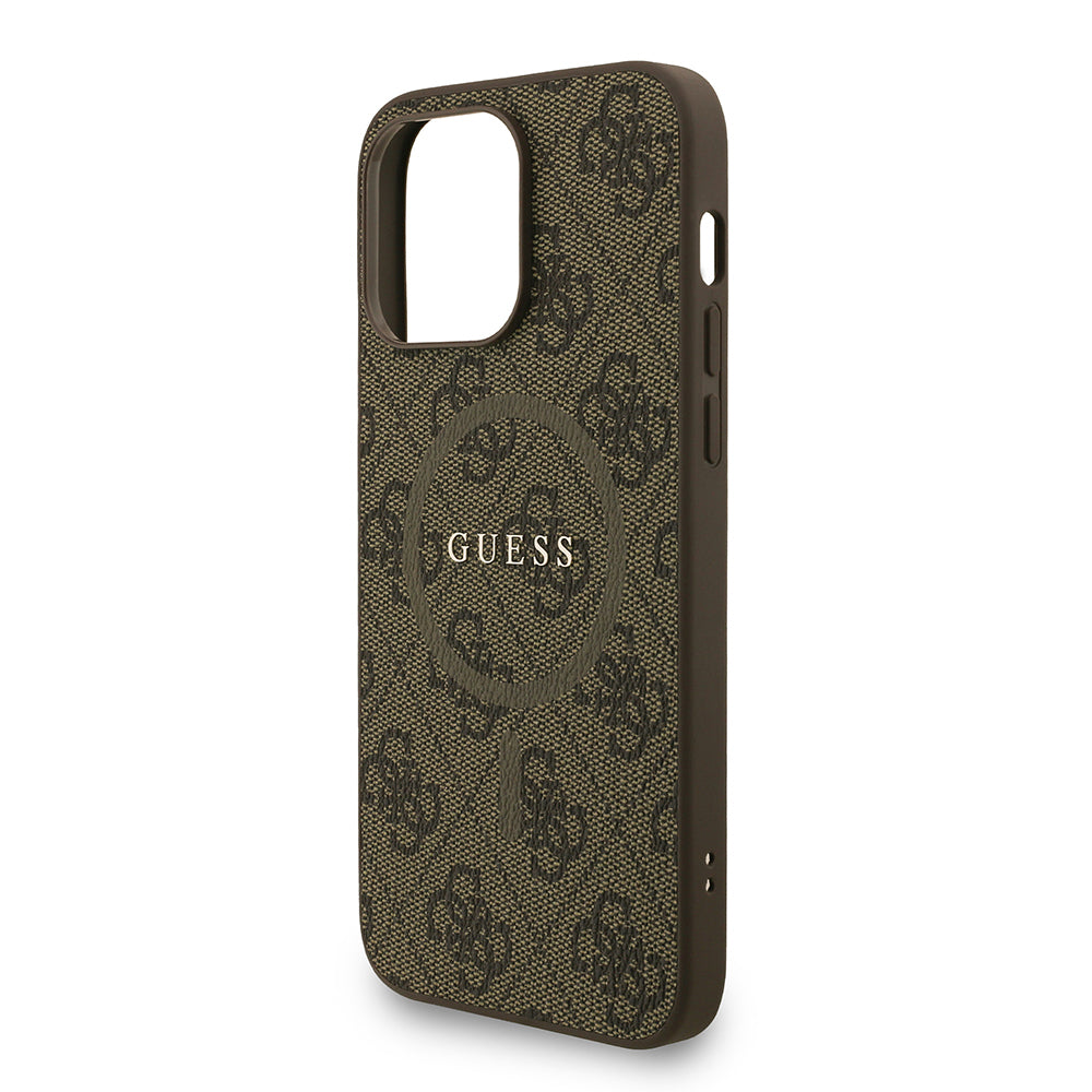 Apple iPhone 14 Pro Max Kılıf Guess Orjinal Lisanslı M-safe Şarj Özellikli PU Deri Bilek Askı İpli Yazı Logolu Kapak Pembe