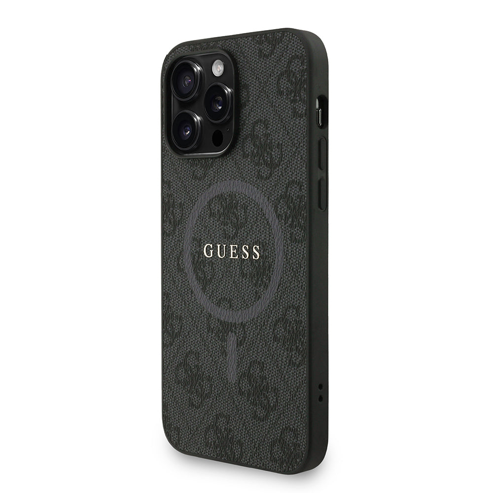 Apple iPhone 14 Pro Max Kılıf Guess Orjinal Lisanslı M-safe Şarj Özellikli PU Deri Bilek Askı İpli Yazı Logolu Kapak Pembe