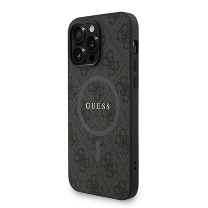 Apple iPhone 14 Pro Max Kılıf Guess Orjinal Lisanslı M-safe Şarj Özellikli PU Deri Bilek Askı İpli Yazı Logolu Kapak Pembe