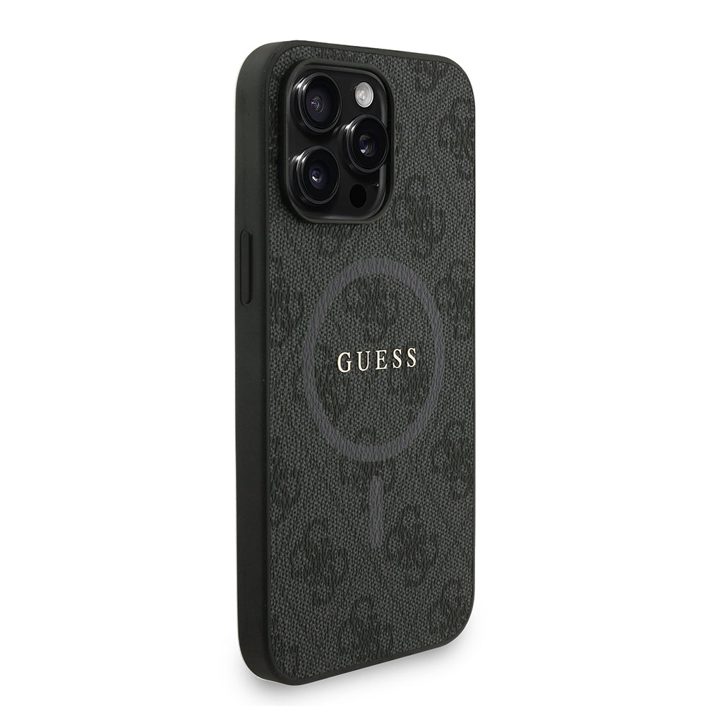 Apple iPhone 14 Pro Max Kılıf Guess Orjinal Lisanslı M-safe Şarj Özellikli PU Deri Bilek Askı İpli Yazı Logolu Kapak Pembe