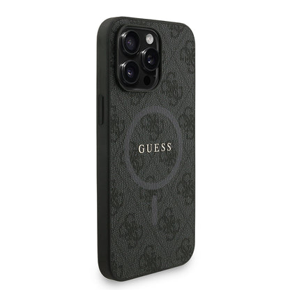 Apple iPhone 14 Pro Max Kılıf Guess Orjinal Lisanslı M-safe Şarj Özellikli PU Deri Bilek Askı İpli Yazı Logolu Kapak Pembe