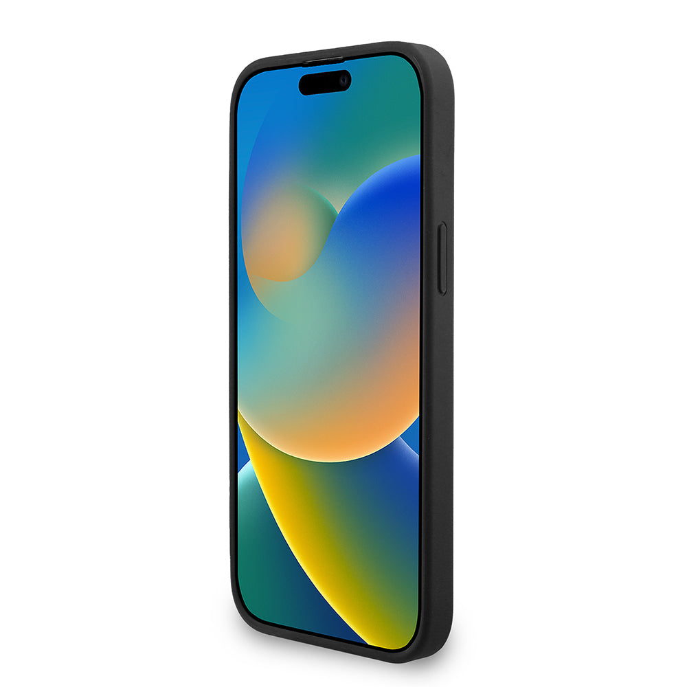 Apple iPhone 14 Pro Max Kılıf Guess Orjinal Lisanslı M-safe Şarj Özellikli PU Deri Bilek Askı İpli Yazı Logolu Kapak Pembe