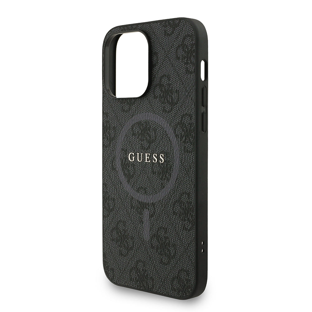Apple iPhone 14 Pro Max Kılıf Guess Orjinal Lisanslı M-safe Şarj Özellikli PU Deri Bilek Askı İpli Yazı Logolu Kapak Pembe