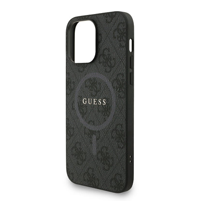 Apple iPhone 14 Pro Max Kılıf Guess Orjinal Lisanslı M-safe Şarj Özellikli PU Deri Bilek Askı İpli Yazı Logolu Kapak Pembe
