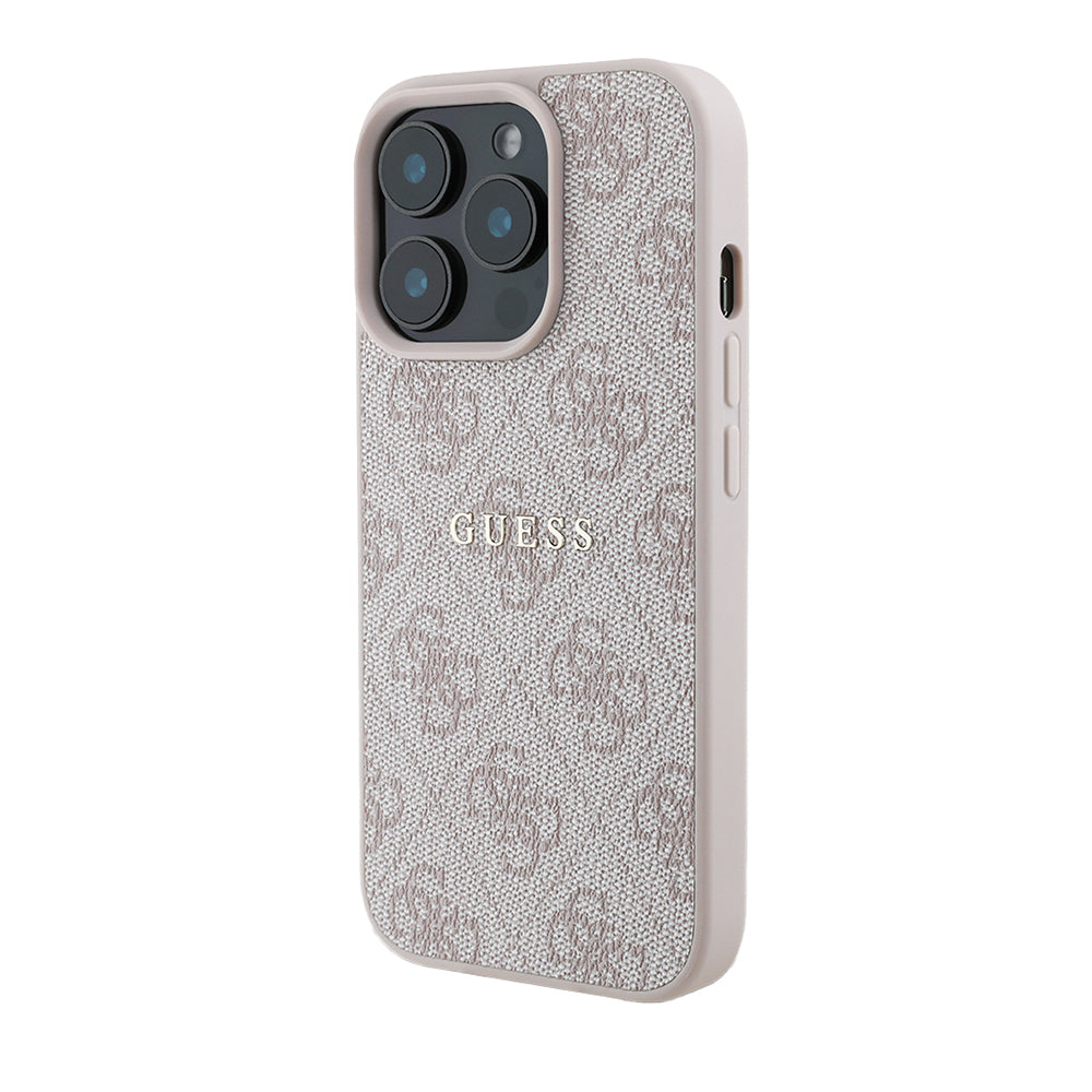 Apple iPhone 14 Pro Max Case Guess Original Licensed M-safe Charging Feature 4G Pattern Text Logo Cover Brown