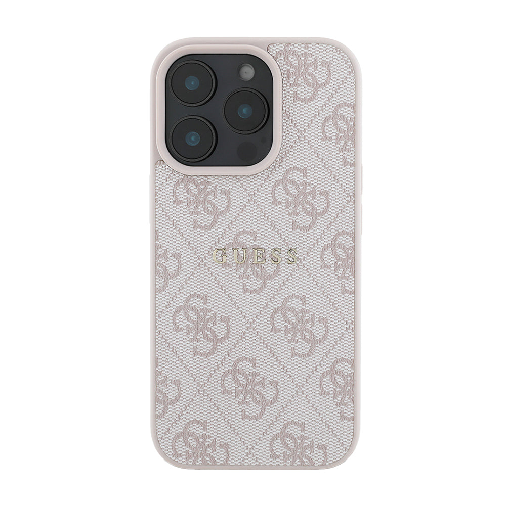 Apple iPhone 14 Pro Max Case Guess Original Licensed M-safe Charging Feature 4G Pattern Text Logo Cover Brown