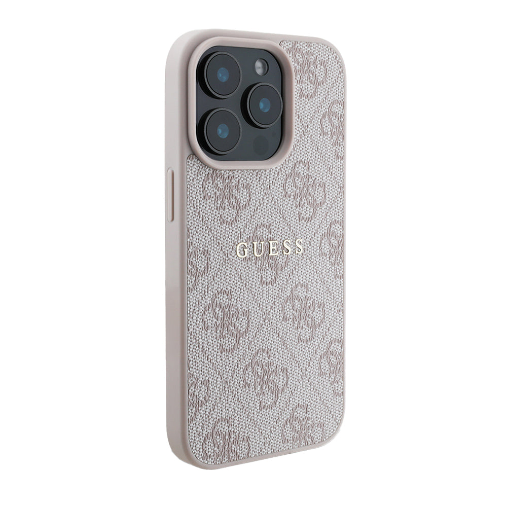 Apple iPhone 14 Pro Max Case Guess Original Licensed M-safe Charging Feature 4G Pattern Text Logo Cover Brown