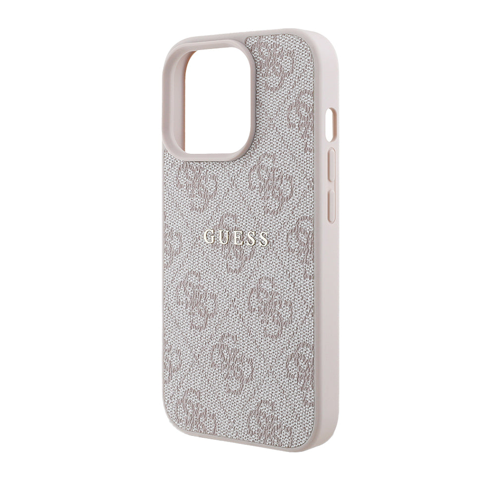 Apple iPhone 14 Pro Max Case Guess Original Licensed M-safe Charging Feature 4G Pattern Text Logo Cover Brown