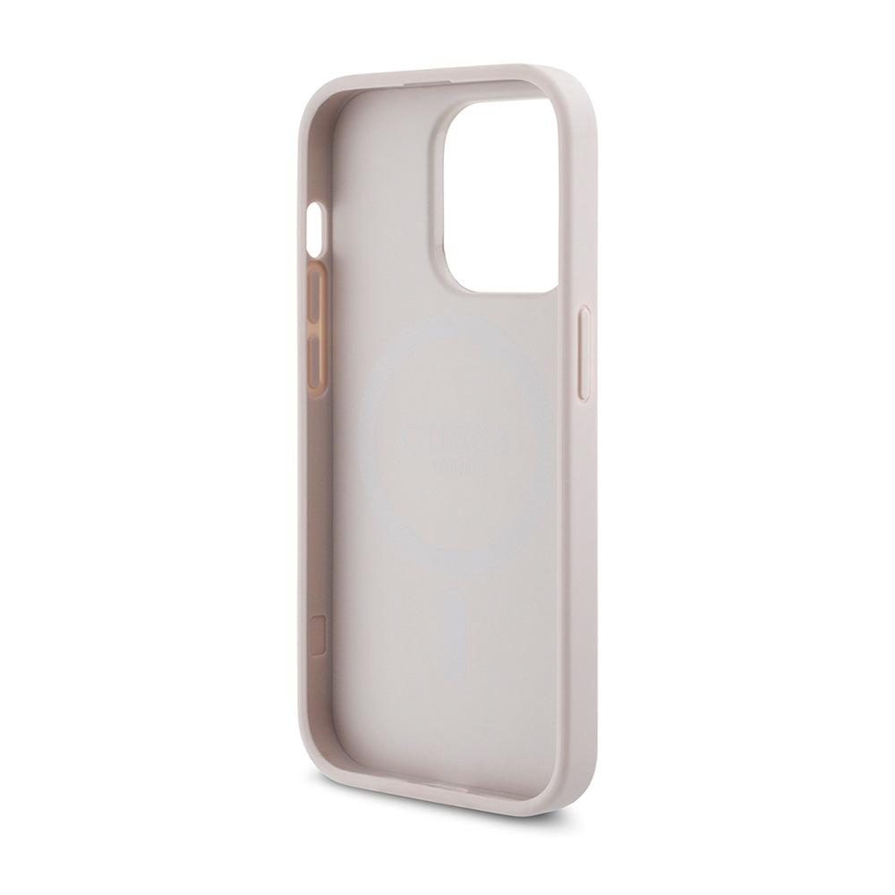 Apple iPhone 14 Pro Max Case Guess Original Licensed M-safe Charging Feature 4G Pattern Text Logo Cover Brown
