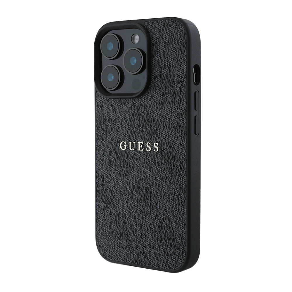 Apple iPhone 14 Pro Max Case Guess Original Licensed M-safe Charging Feature 4G Pattern Text Logo Cover Brown