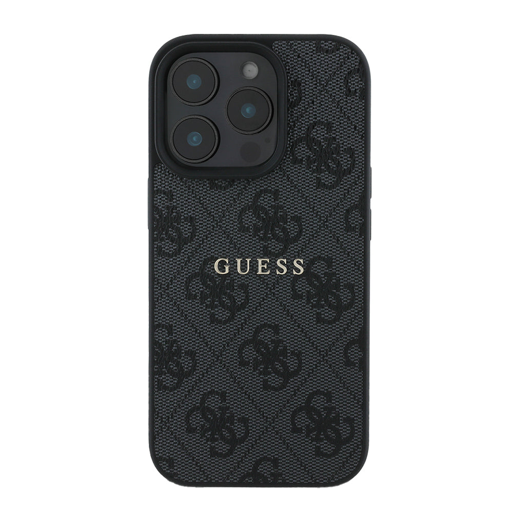 Apple iPhone 14 Pro Max Case Guess Original Licensed M-safe Charging Feature 4G Pattern Text Logo Cover Brown