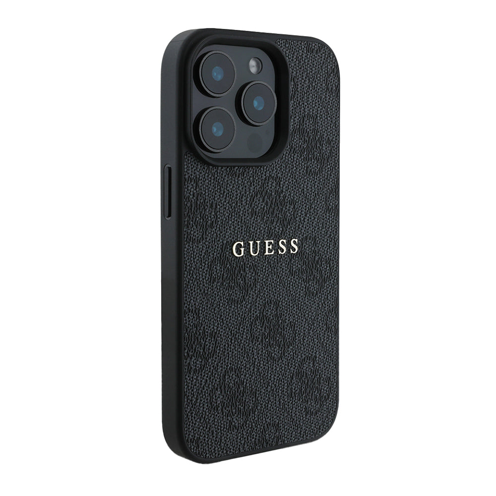 Apple iPhone 14 Pro Max Case Guess Original Licensed M-safe Charging Feature 4G Pattern Text Logo Cover Brown