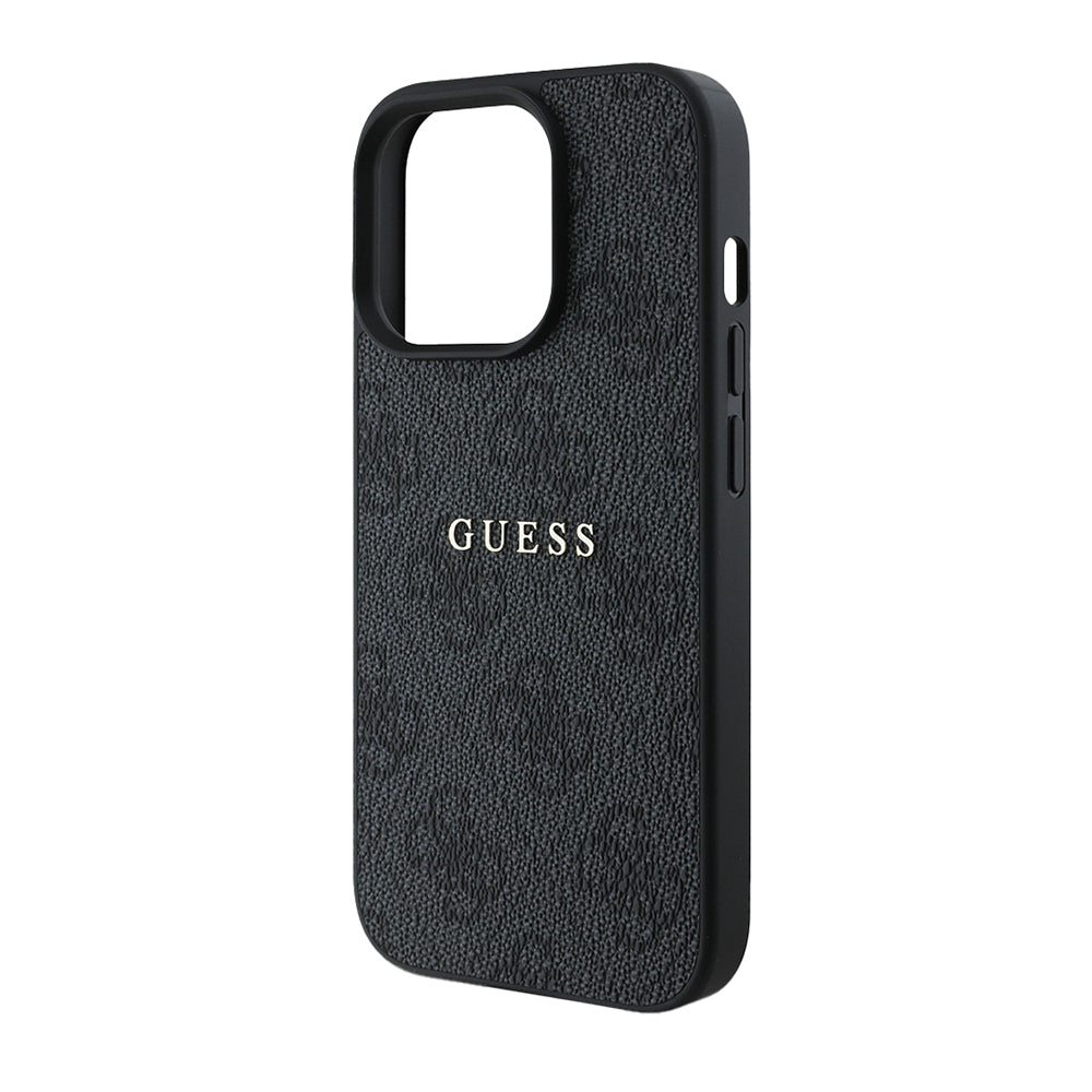 Apple iPhone 14 Pro Max Case Guess Original Licensed M-safe Charging Feature 4G Pattern Text Logo Cover Brown