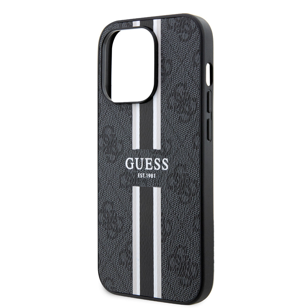 Apple iPhone 14 Pro Max Case Guess Original Licensed M-safe Charging Feature 4G Stripe Design Printed Cover Pink