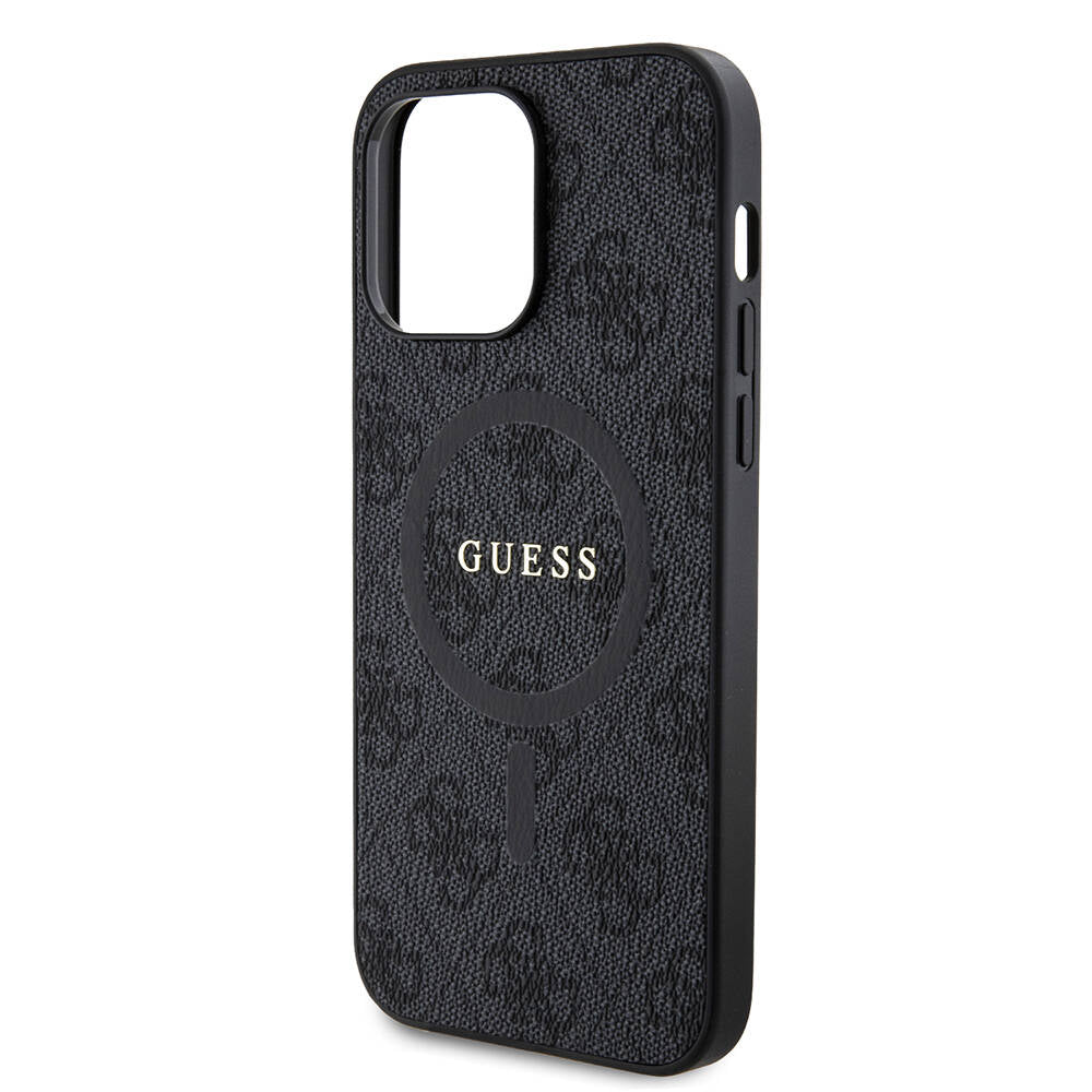 Apple iPhone 14 Pro Max Case Guess Original Licensed M-safe Charging Feature PU Ring 4G Patterned Text Logo Cover Pink