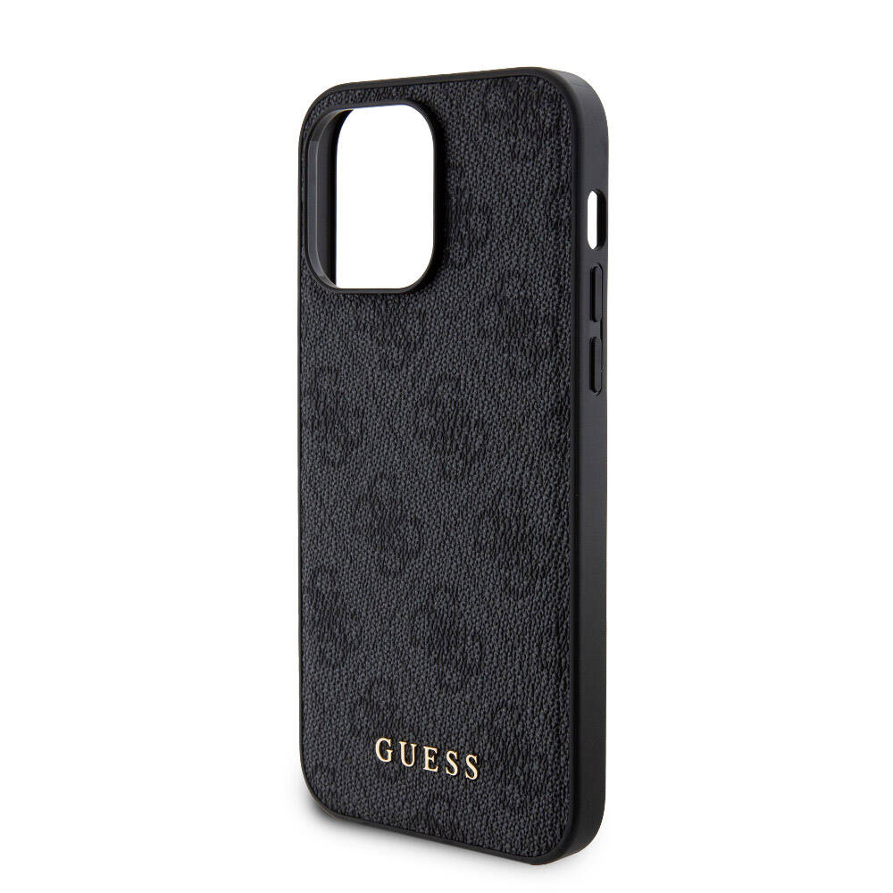 Apple iPhone 14 Pro Max Case Guess Original Licensed M-safe Charging Feature Text Logo 4G Patterned Cover + Powerbank 5000mAh 2in1 Set Black 