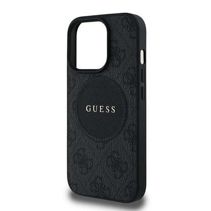 Apple iPhone 14 Pro Max Kılıf Guess Orjinal Lisanslı M-safe Şarj Özellikli Yazı Logolu Circle Classic Kapak Pembe