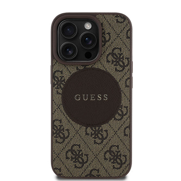 Apple iPhone 14 Pro Max Kılıf Guess Orjinal Lisanslı M-safe Şarj Özellikli Yazı Logolu Circle Classic Kapak Pembe