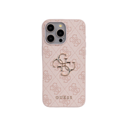 Apple iPhone 14 Pro Max Kılıf Guess Orjinal Lisanslı PU Deri 4G Büyük Metal Logolu Çapraz Vücut Askılı Kapak Siyah
